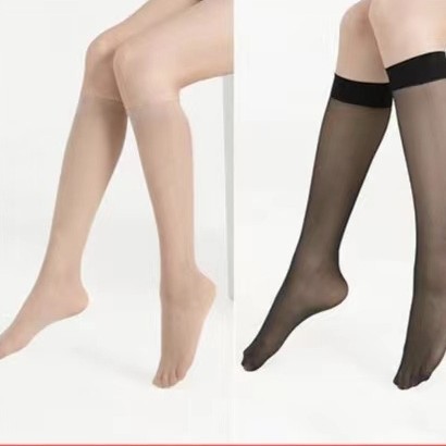 Летние чулки большого размера до середины икры для женщин, ультратонкие, анти-цепляющиеся, в стиле Японии, черные чулки, полудлинные чулки для икр