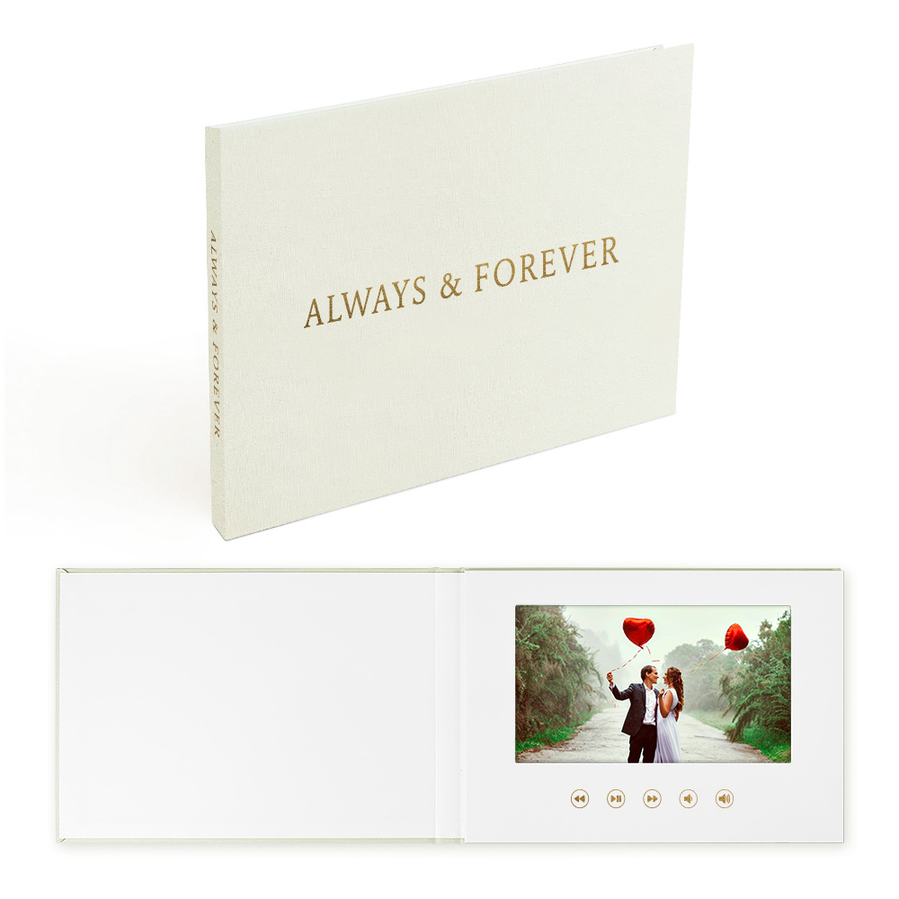 Оптовая 7-дюймовая льняная видео-брошюра свадебный электронный фотоальбом видео-открытка бизнес-подарки