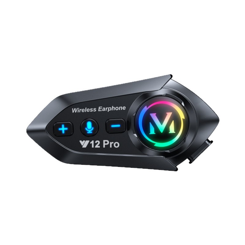 Cross-Border Y12Pro Motorcycle Helmet Bluetooth Headset Intercom Noise Reduction Long Battery Life Waterproof Mixing Riding Equipment