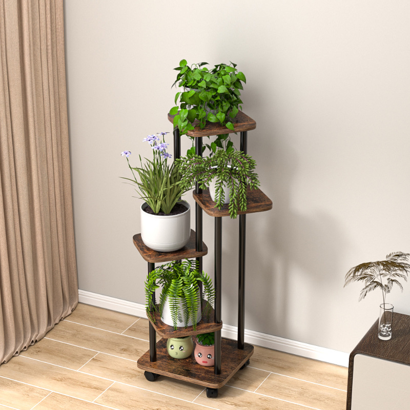 Cross-Border Customized Home Living Room Flower Shelf Floor-Standing Multi-Layer Balcony Flower Pot Rack Pothos Plant Storage Rack