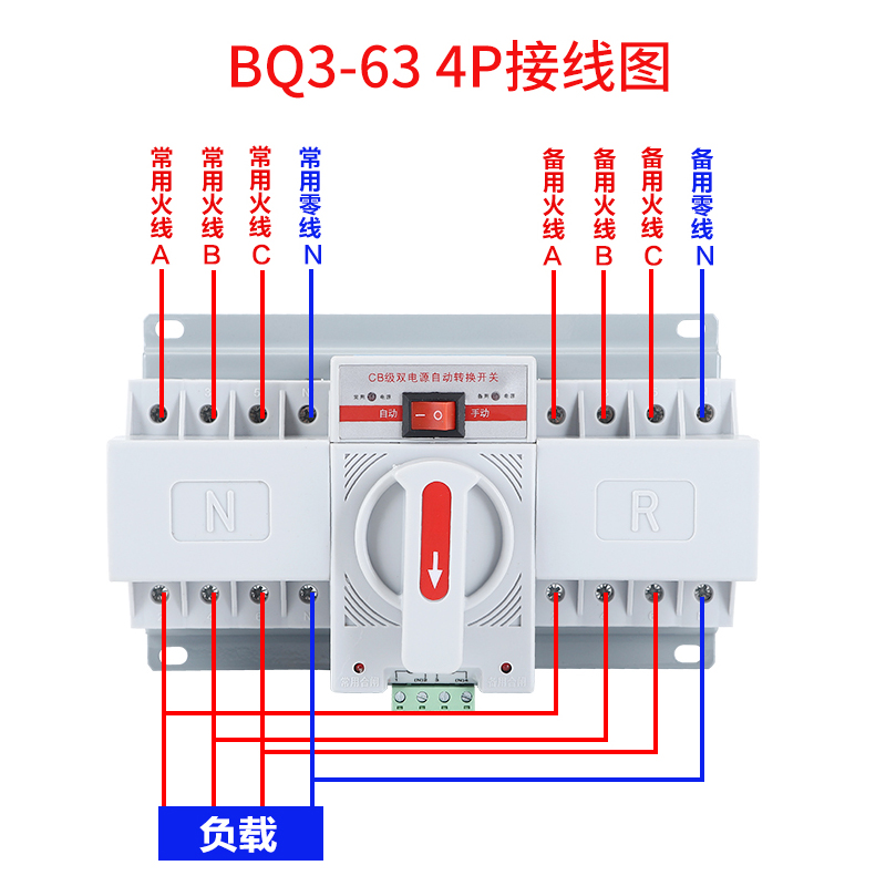 Shanghai People's Dual Power Automatic Transfer Switch 2P63A Switching Switch 3P100A4P63A12 Mini