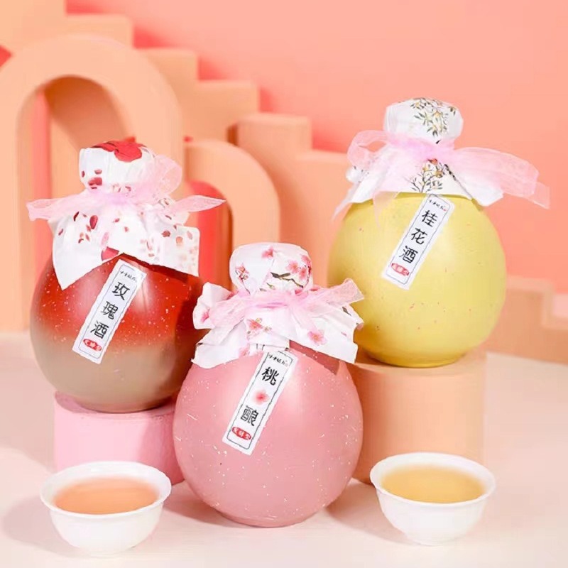 Source Restaurant Internet Celebrity Ancient Style Peach Blossom Stuffed Osmanthus Wine Green Plum Bayberry Rose Mulberry Fruit Wine Gift Box