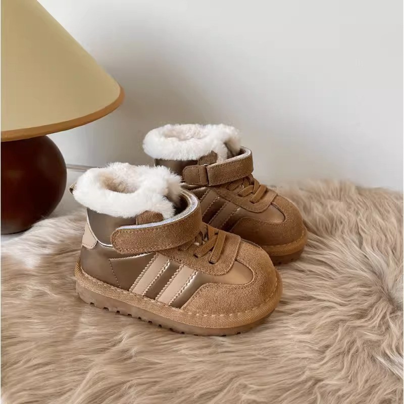 23 Kidsren's Snow Boots, Boys' One-Piece Fur Winter Shoes, Fleece-Lined and Thickeneded Kidsren's Baby Large Cotton Shoes, Girls' Bread Shoes