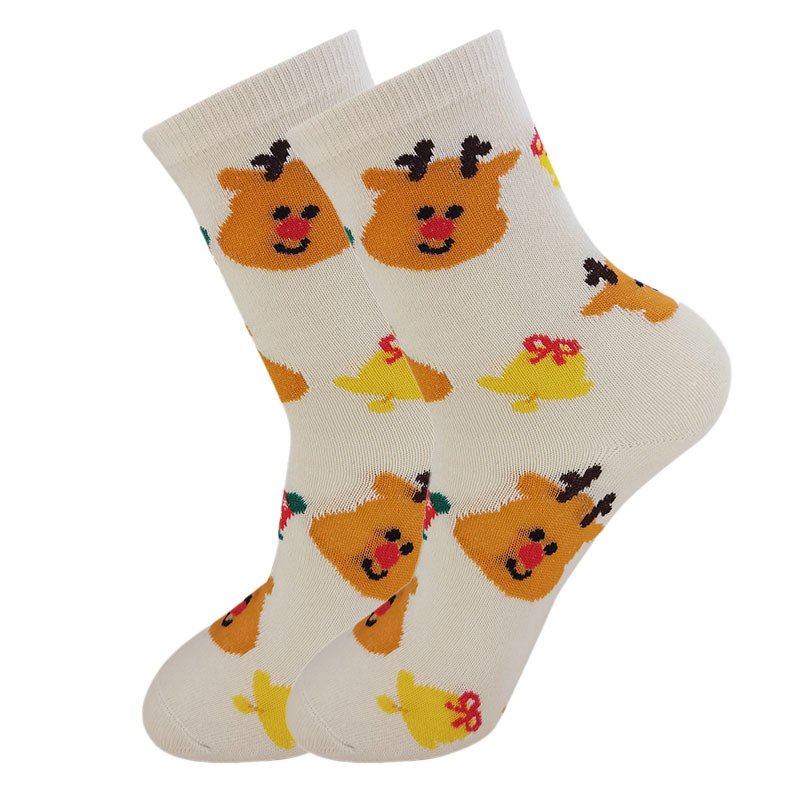 2024 autumn and winter socks women's mid-barrel Christmas socks cute cartoon snowman elk socks red socks Christmas socks ins