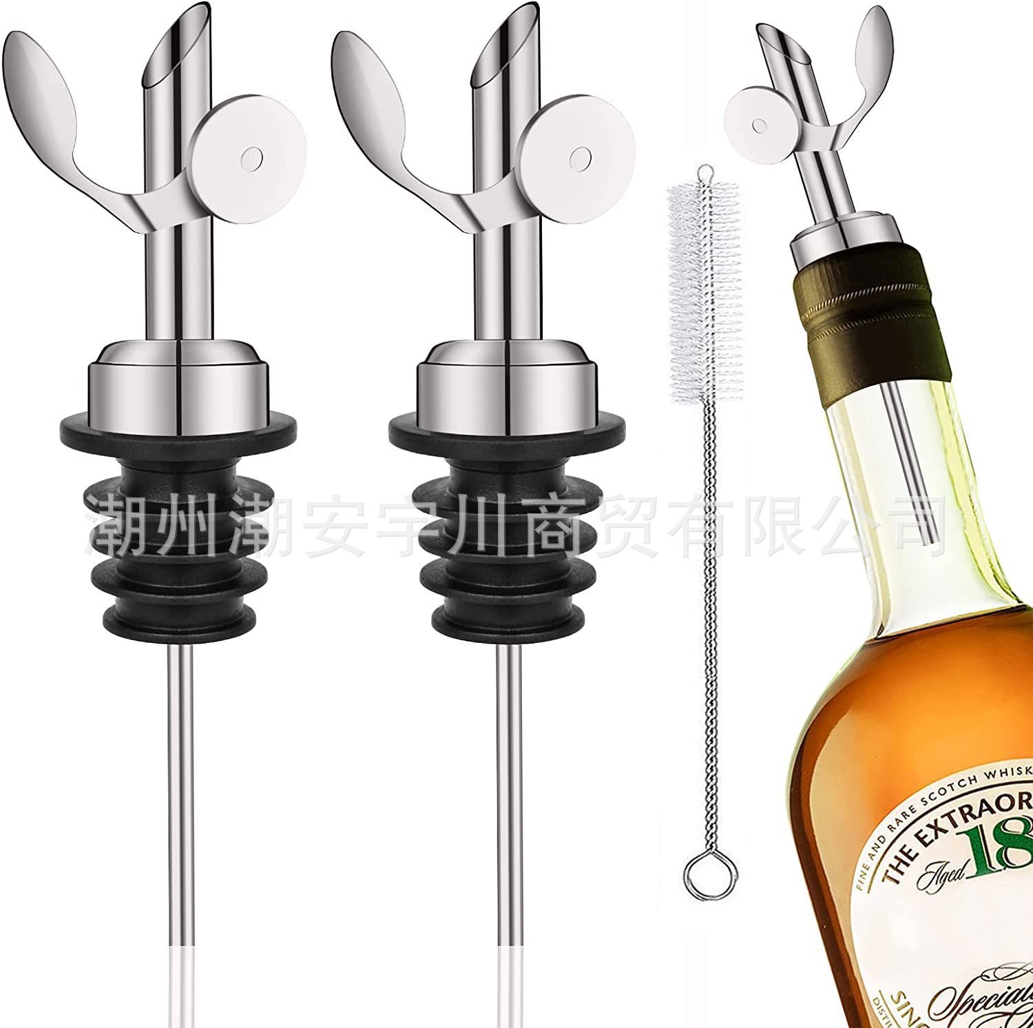 Cross-border stainless steel automatic opening and closing cap oil nozzle stopper olive oil stopper kitchen cocktail pourer wholesale