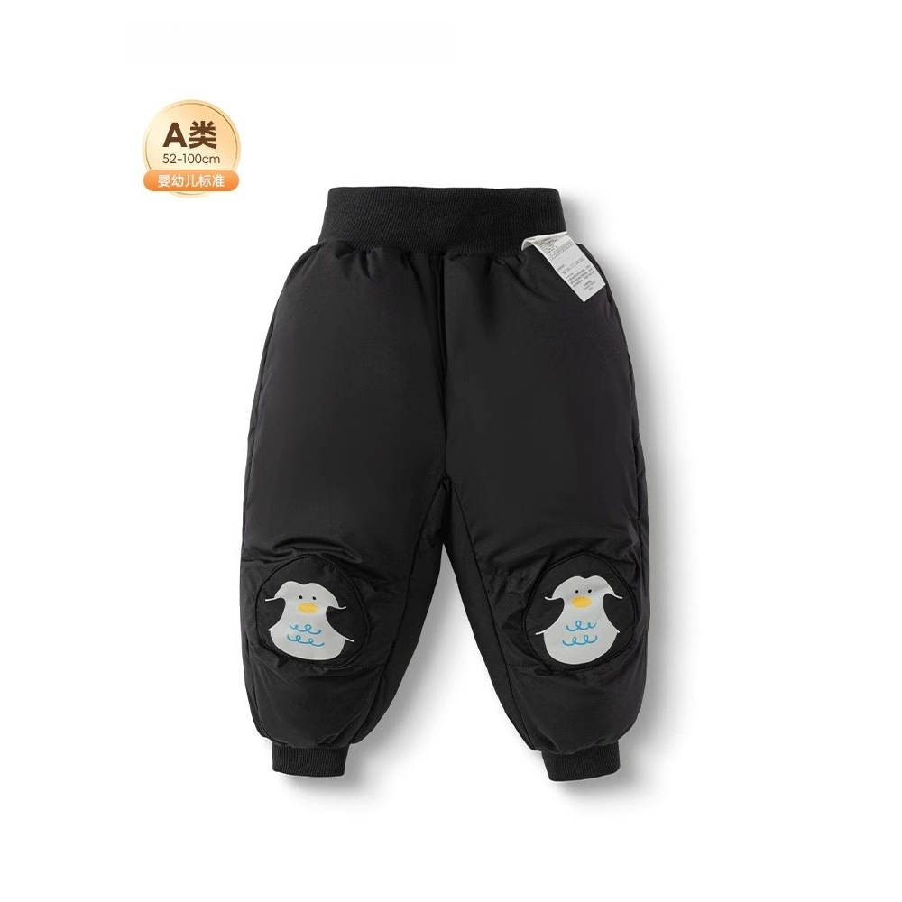 Patchwork Printed Baby down Pants for Boys and Girls, Jogger Pants, Children's Long Pants, 2025 Winter New Children's Clothing Trend