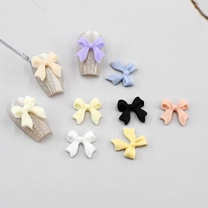 Streamer Accessible Luxury Ins Style Bow Nail Art Jewelry Summer Wear Manicure Nail Pieces Decorative Stereo Resin Manicure
