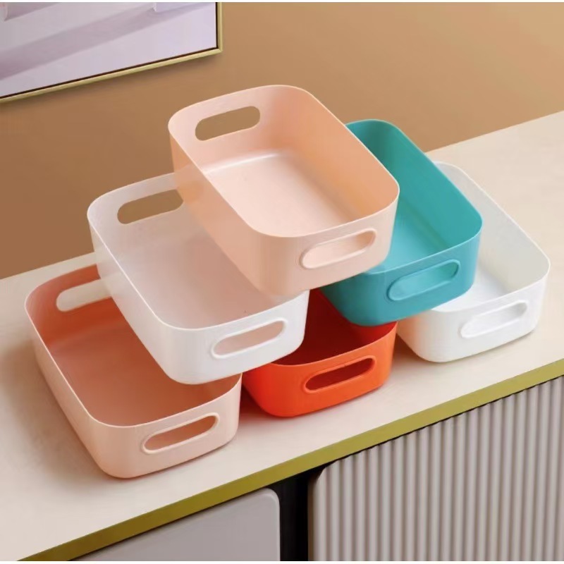 Desktop Storage Box Cosmetic Storage Box Kitchen Drawer Sundries Plastic Box Rectangular Fit Box snack basket