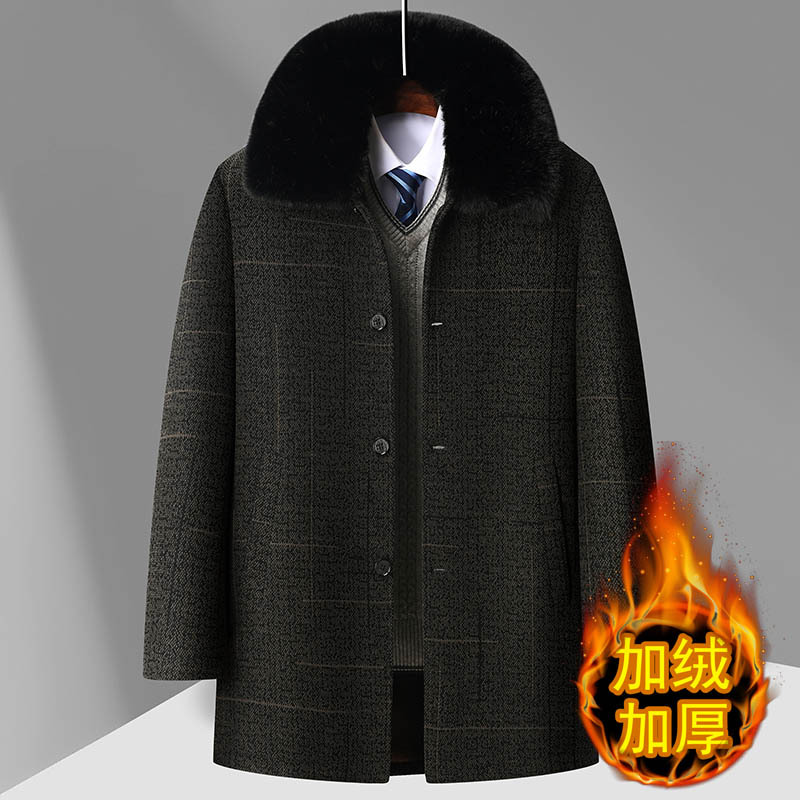 fleece-lined Thickened Cotton-padded Coat for Men's Father Winter Coat for Middle-aged and Old People Autumn and Winter Grandpa Middle-aged Cotton-padded Coat for Old People Top