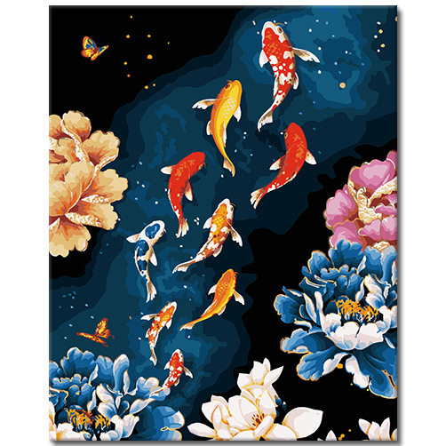 Golden Series DIY Digital Painting, Light Luxury Style Elk Decorative Painting with Chinese Style Meaning, Living Room Background Wall Hanging Painting