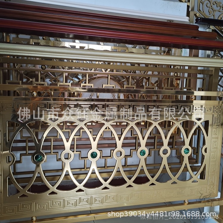 大厦办公写字楼新中式金属楼梯栏杆不锈钢铝合金扶手