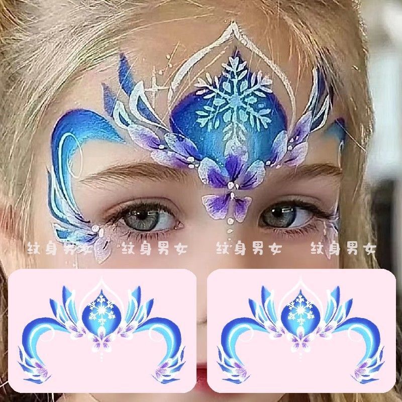 Ice and Snow Princess Elsa Girl's Painted Forehead Paste Festival Performance Flower and Tin Children's Face Makeup Kindergarten