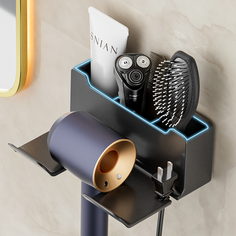 Hair dryer storage rack punch-free toilet hair dryer storage bracket bathroom wall-mounted hair dryer storage rack