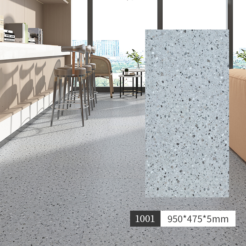 Spc Stone Plastic Lock Wood Floor Pure Color Cream Wabi-Sabi Style Household Micro-Cement Pvc Stone Crystal Snap-On Floor