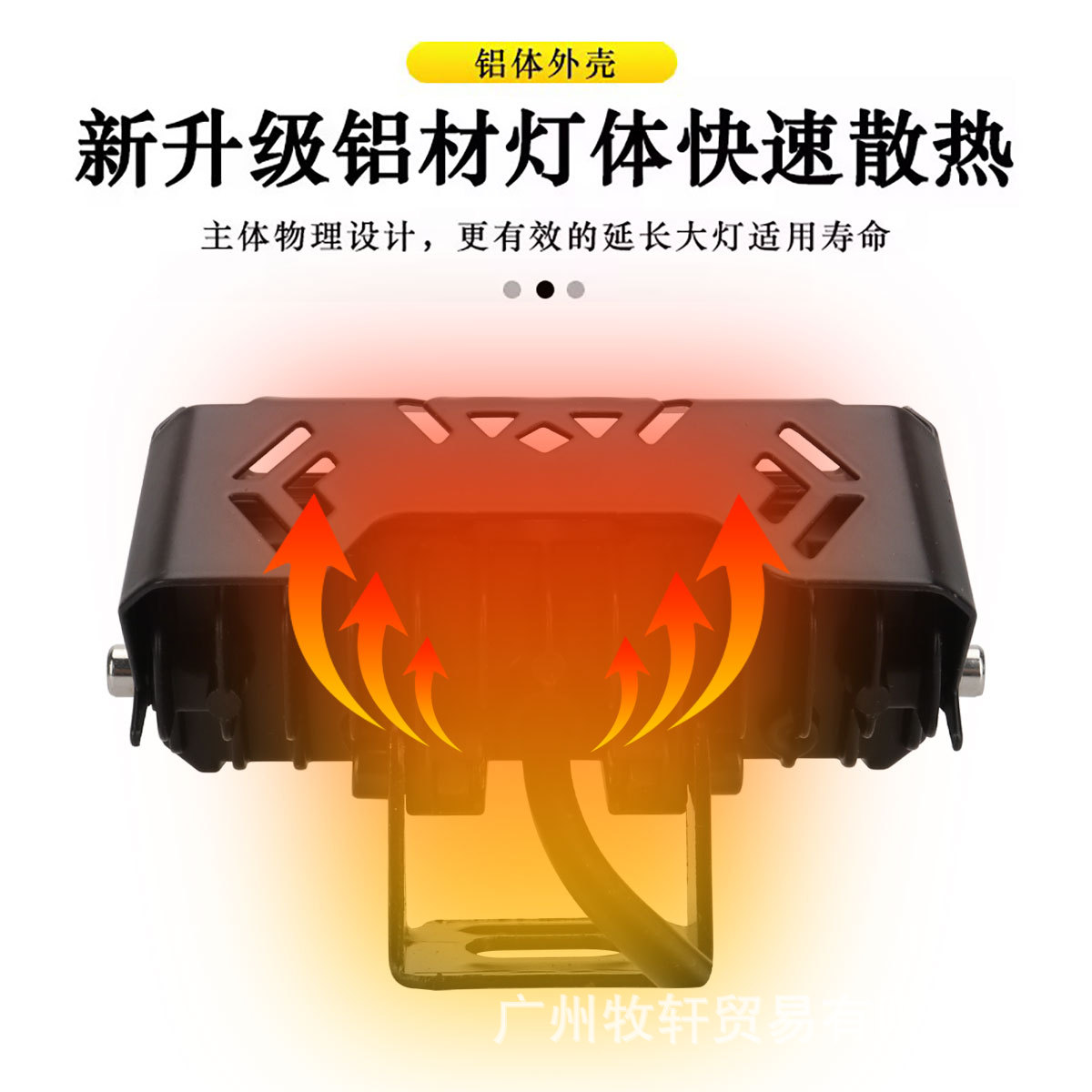 Cross-Border Motorcycle Electric Vehicle Led Spotlight Paving Headlight Yellow and White Two-Color High and Low Beam Headlight Semi-Aluminum