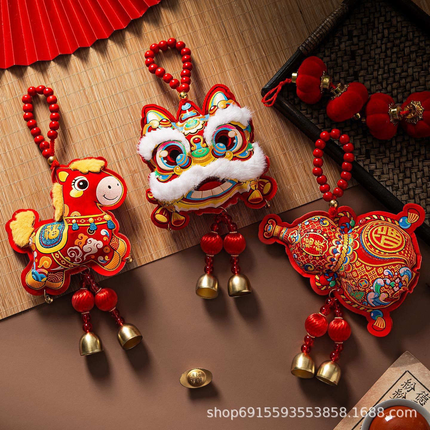 2026 Year of the Horse Spring Festival Pendant Blessing Bag Horse Treasure Pendant Living Room Blessing Character Pony Decoration Scene Arrangement Velvet Hanging