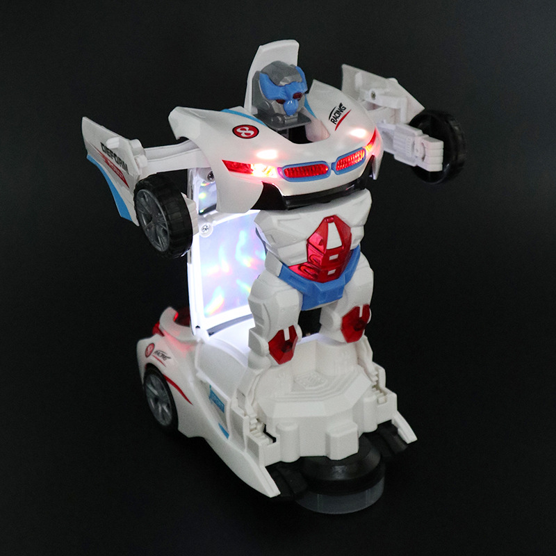 Tiktok Electric Universal Toy Car Model Deformation Rotating Robot Children's Toy Sound and Light Car Boys and Girls