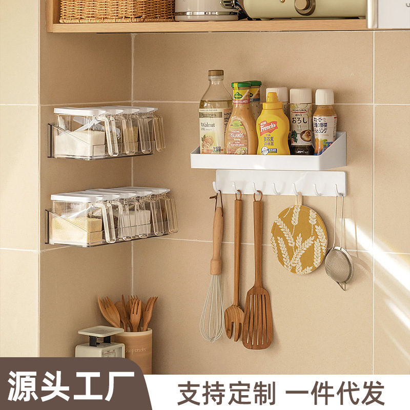 Полка для хранения приправ, настенная без сверления, кухонная полка для специй, хранение специй, масла, соли, соусов, уксуса