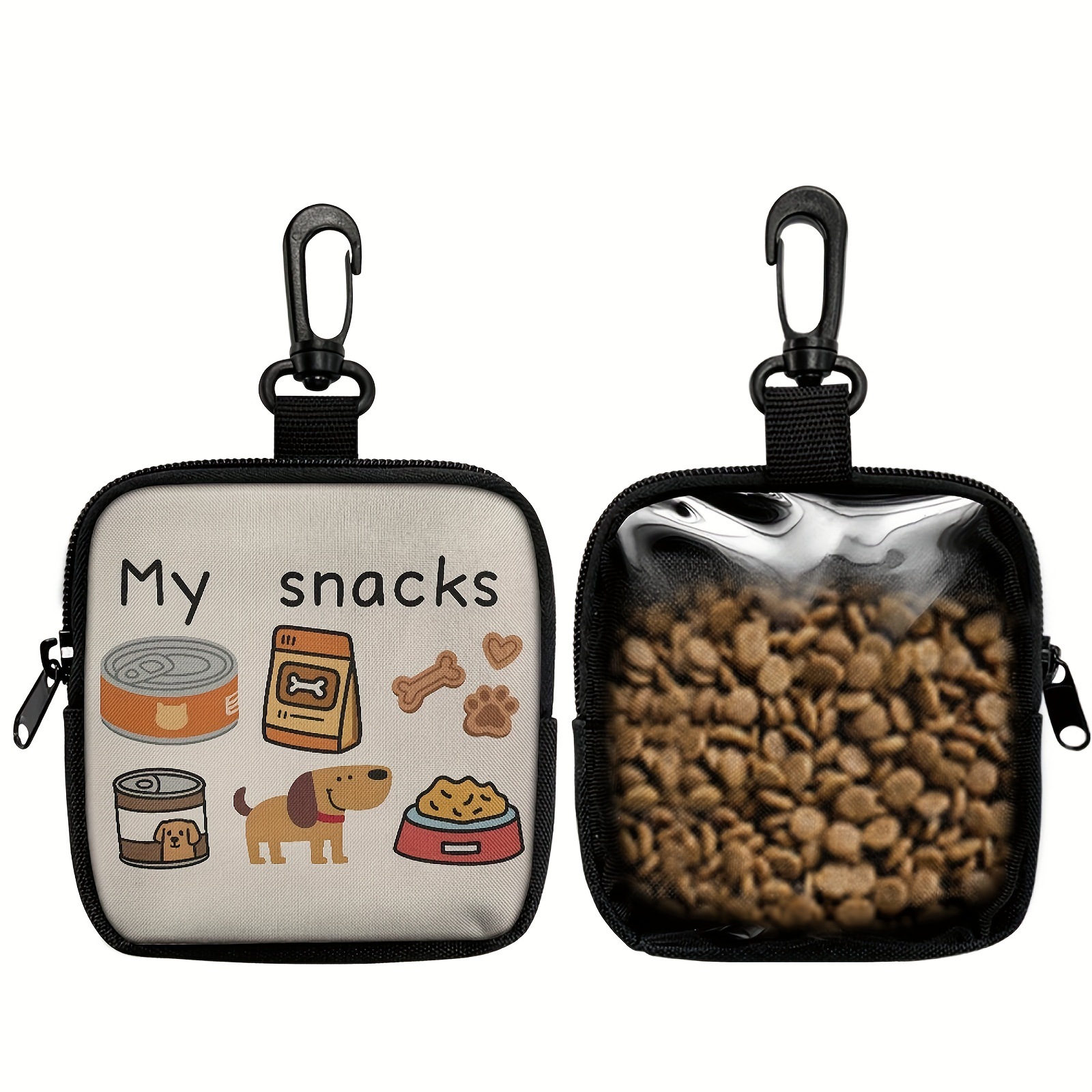 Cross-Border New Dog Print Dog Snack Bag Pet Training Set with Hook and Zipper