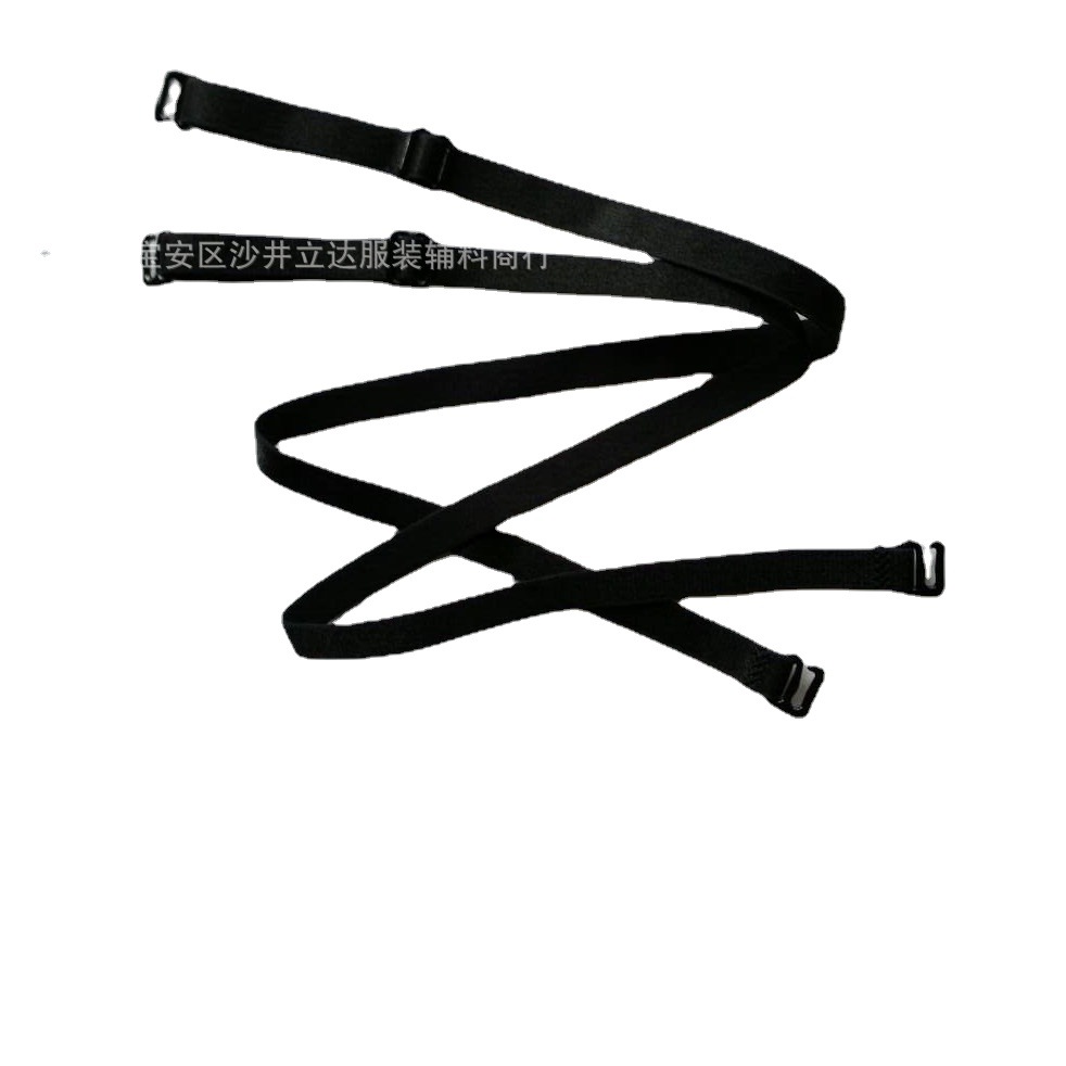 1.2cm * 52cm long polyester shoulder strap + double 9 plastic buckle underwear elastic shoulder strap manufacturer production and processing