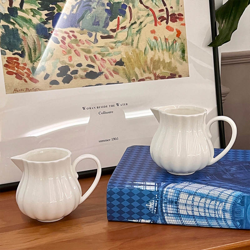 Spot New ins Pearl Light-sensitive Milk Pot Pumpkin Milk Pot Ceramic Small Milk Pot Coffee Utensils Creative Milk Pot