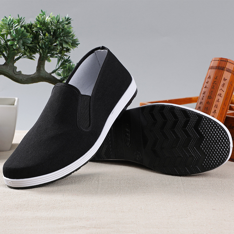 Old Beijing Cloth Shoes Men's Soft Sole Breathable Driving Work Shoes Black Rubber Sole Imitation Layered Sole Single Shoes Cloth Shoes for Men