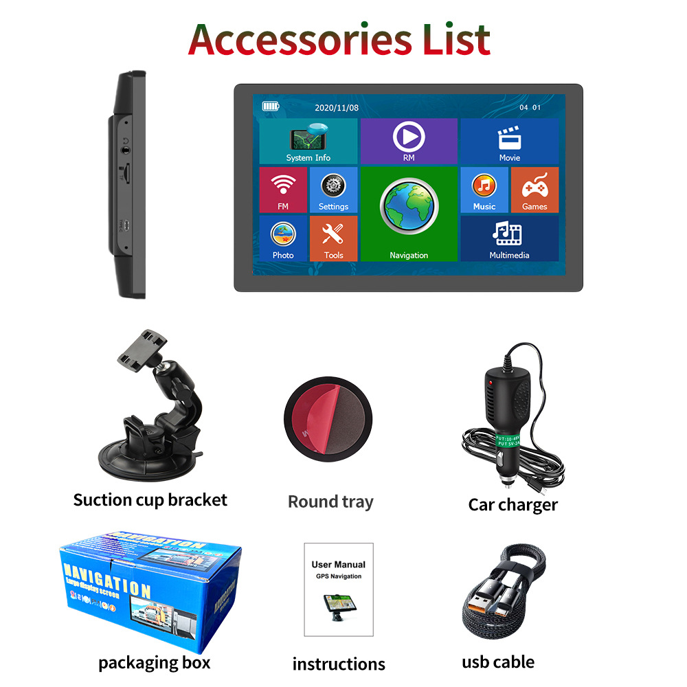 Cross-Border E-Commerce Portable 9inch Car Gps Navigator Truck Car Universal Capacitive Large Screen 16G+256M