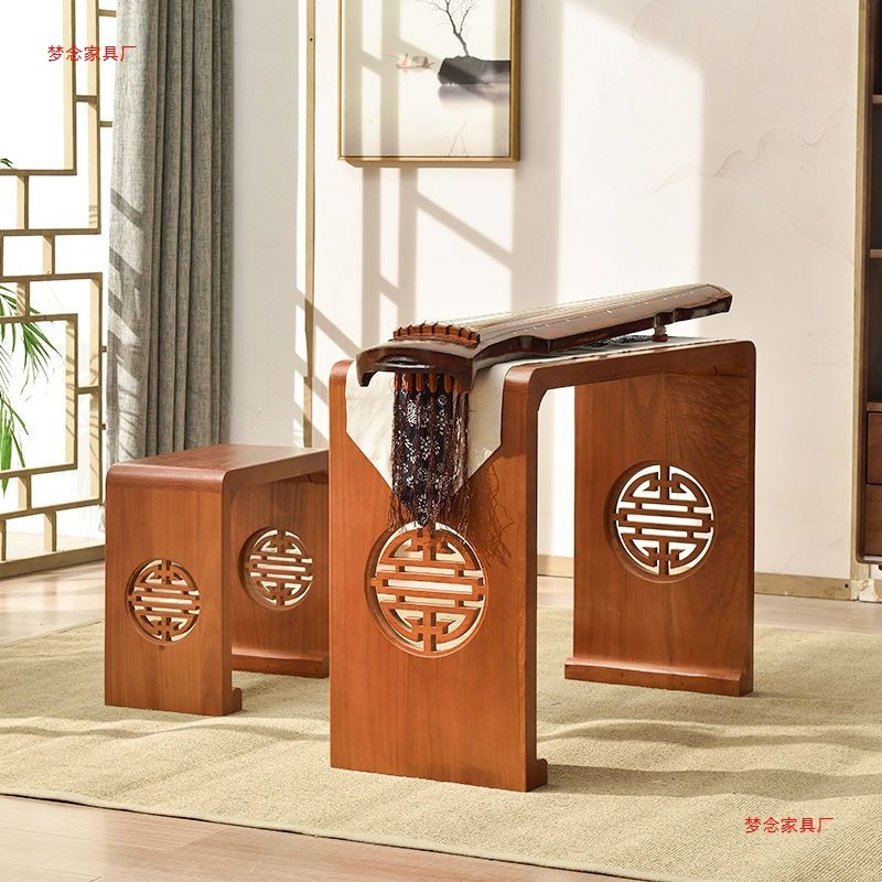 Free Shipping Guqin Table and Stools, Chinese Calligraphy Table, Imitation Guqin Table, Tea Art Table and Stools, Ethereal Drum Table Frame, Solid Wood Paulownia Table and Stools