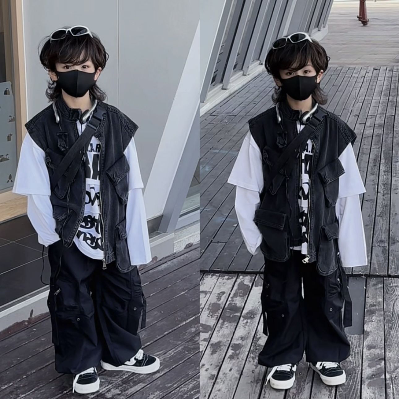 Весна и осень 2025, модная одежда для детей, стильный жилет для мальчиков и девочек, функциональный джинсовый жилет с множеством карманов