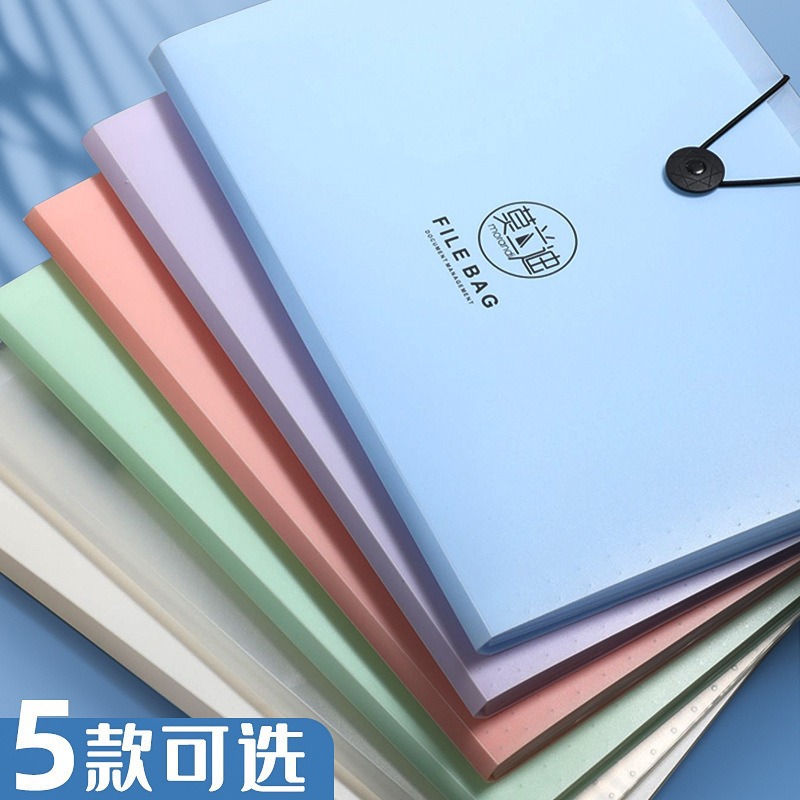 Morandi Organ Bag A4 Test Paper Storage Bag Information Folder Large Capacity Multi-Layer Storage Office Student Classification Booklet
