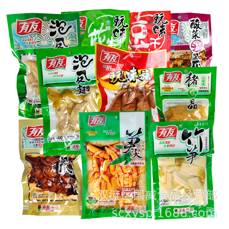 Youyou маринованные куриные лапки со вкусом саншо маринованные куриные лапки со вкусом перца маринованные капустные лапки Youyou маринованные перцовые куриные лапки закуски оптом