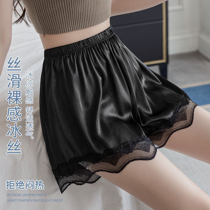 Безопасные штаны для женщин, антибеговые, летние, новые, из льняного шёлка, большие размеры, свободные, кружевные пижамные штаны, без подгибки, тонкие