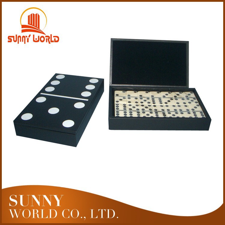 Черный высококачественный набор домино акриловые игрушки домино в коробке из искусственной кожи
