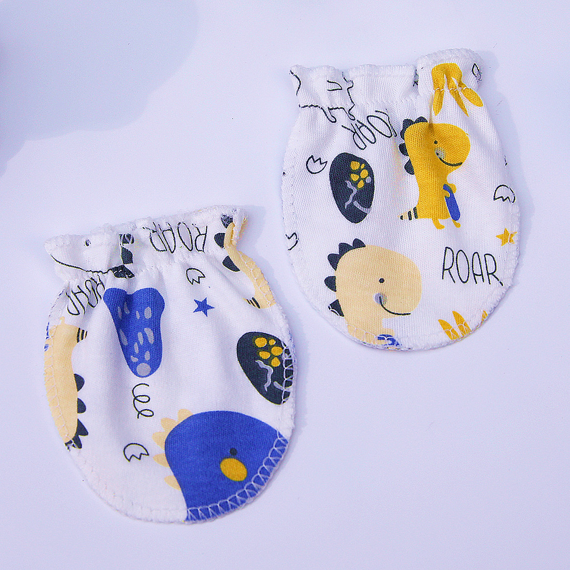 Перчатки для новорожденных, антицарапин, хлопковые, с мультяшным рисунком