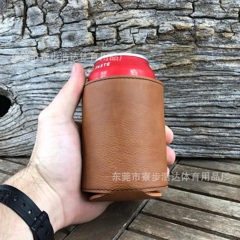 Cross-border Spot PU Leather Diving Material Party Gift Beer Beverage Can Cup Set Beverage Bottle Set