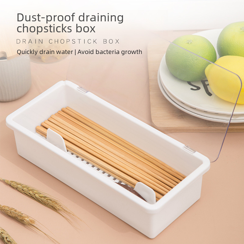 Factory Drain Dustproof Tableware Storage Box Simple Fashion Chopsticks Box Kitchen Storage Supplies Plastic Chopsticks Cage