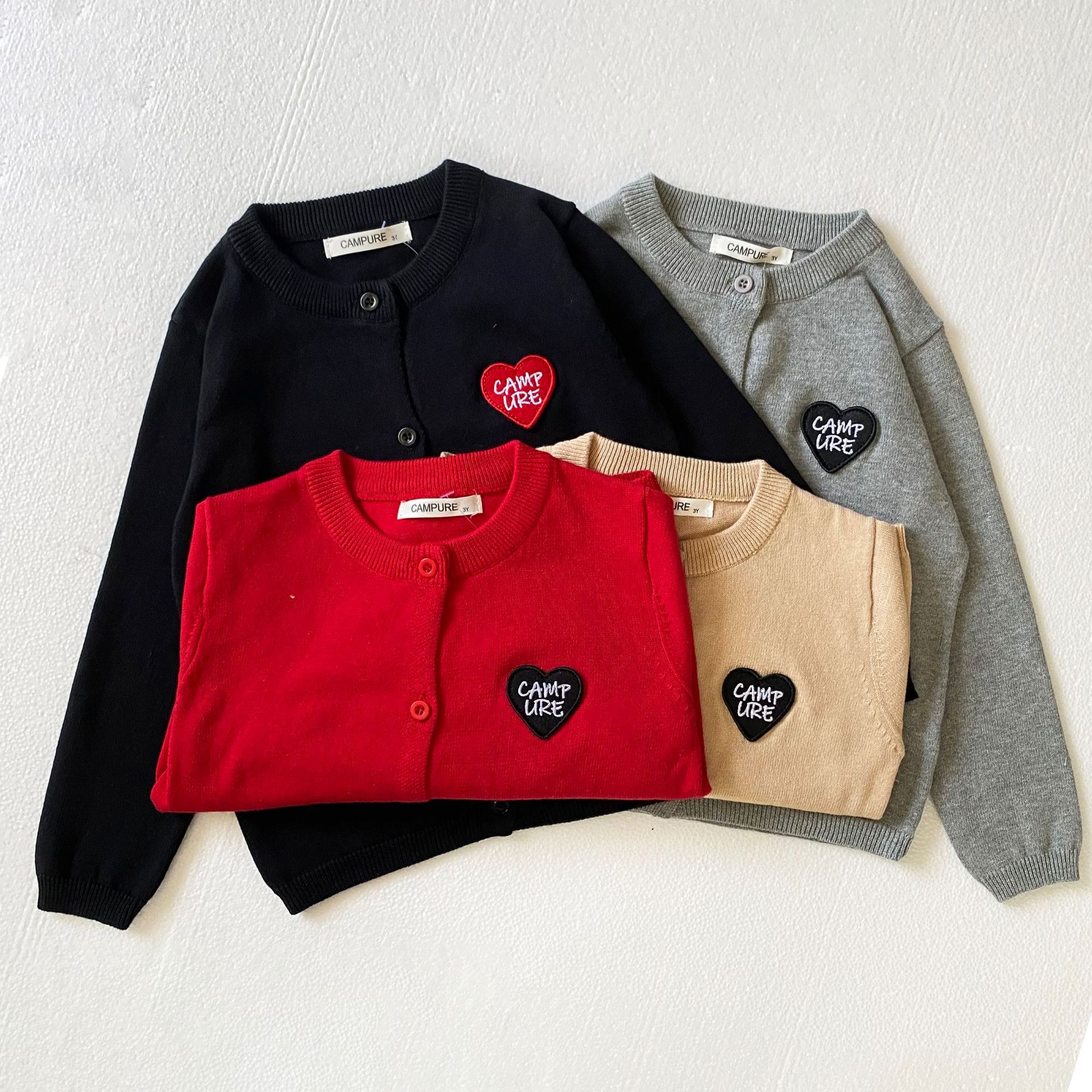 Campure Original Knitted Cotton Cardigan for Boys and Girls 2024 New Winter Mother Family Wear Multi-Color Ins Versatile