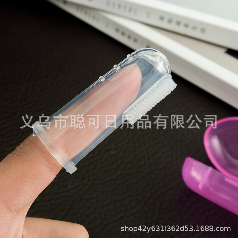 Manufacturer Wholesale Baby Finger Toothbrush Silicone Tongue Coating Cleaning Brush Finger Cot Toothbrush Baby Toothbrush with Shell