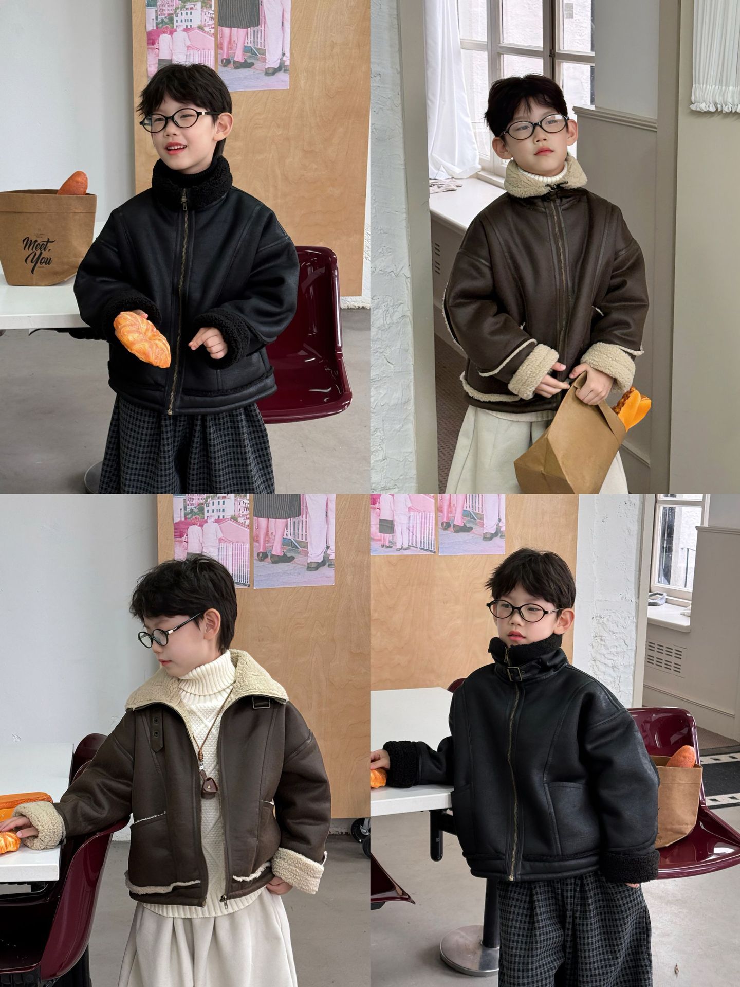 Tai Ru 2025 Winter New Korean Version Children's Fleece-Lined Thickened Fur Integrated Warm Jacket Boys' Top Retro