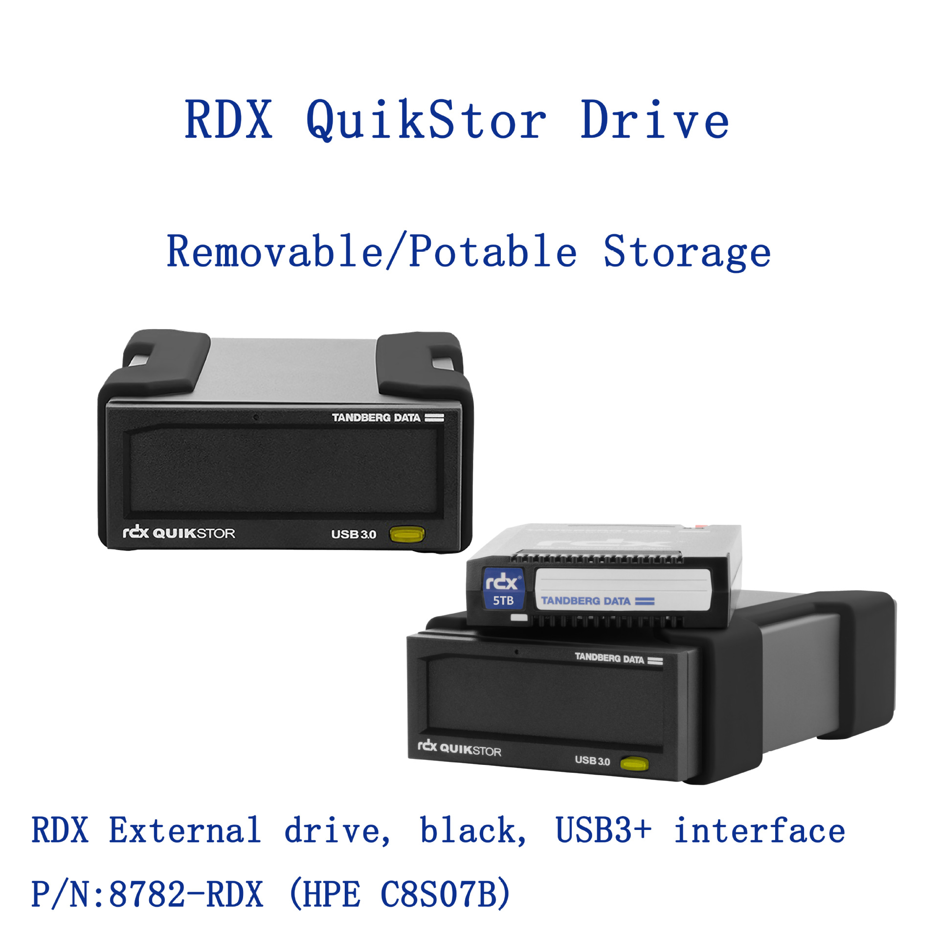 Tandberg Rdx Quikstor Drive, черный, интерфейс Usb3, Hpe Rdx