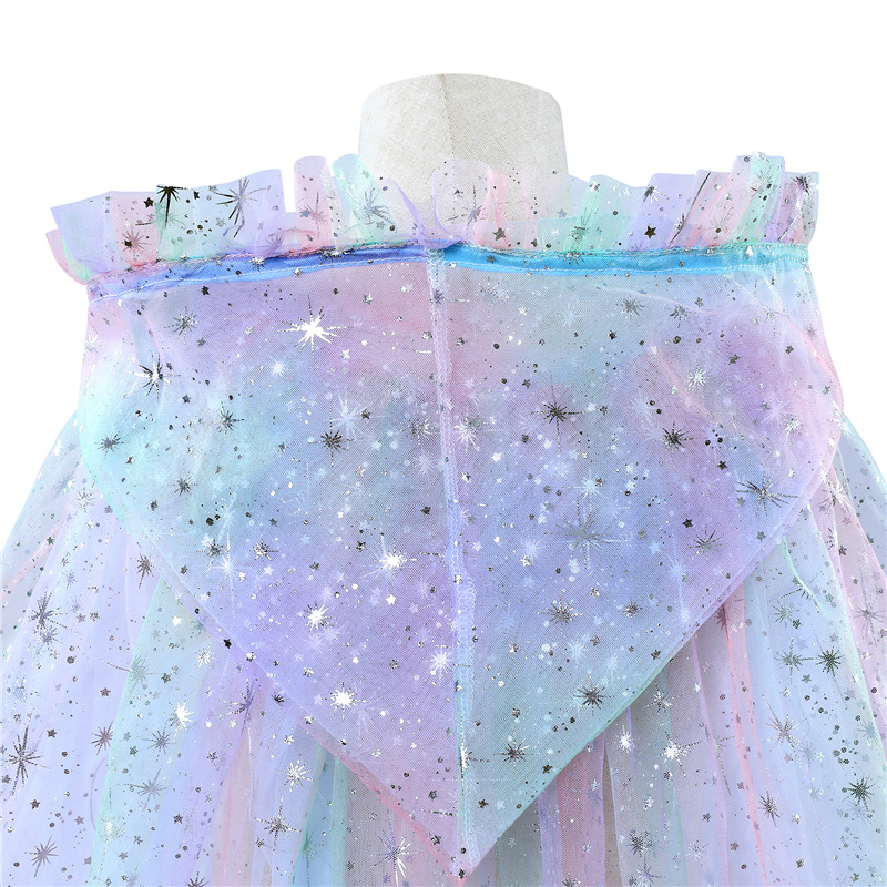 Dropshipping Elsa Colorfulful Shawl with Lights and Luminous Cloak Halloween Costume Cross-Border Led Light Anna Hooded Cloak