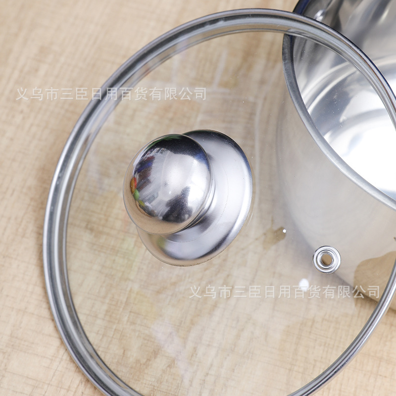 Porth 18CM All-Steel Binaural Soup Pot with Lid Round Thickened 201 Non-Magnetic Stainless Steel Soup Pot Kitchen Soup Pot