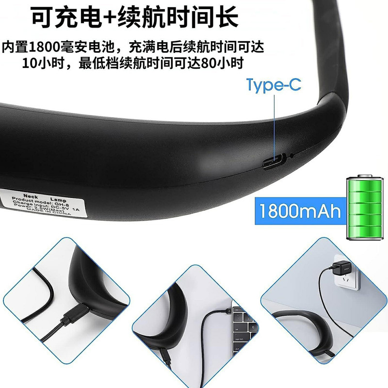 Cross-Border Wave Sensor Long-Lasting Neck-Mounted Fishing Light Outdoor Camping Night Running Lighting Portable Night Fishing Light