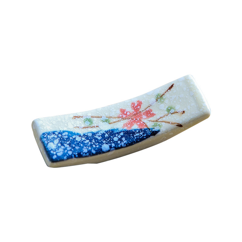 Japanese Ceramic Chopsticks Rack Household Spoon Holder Chopsticks Holder Restaurant Hotel Tableware Underglaze Color and Wind Chopsticks Pillow