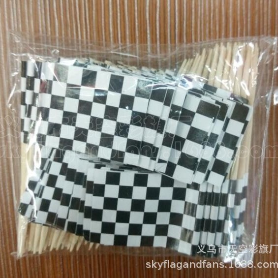 Black and white lattice toothpick flag spot F1 racing flag black and white lattice toothpick flag hamburger fruit flag racing toothpick flag