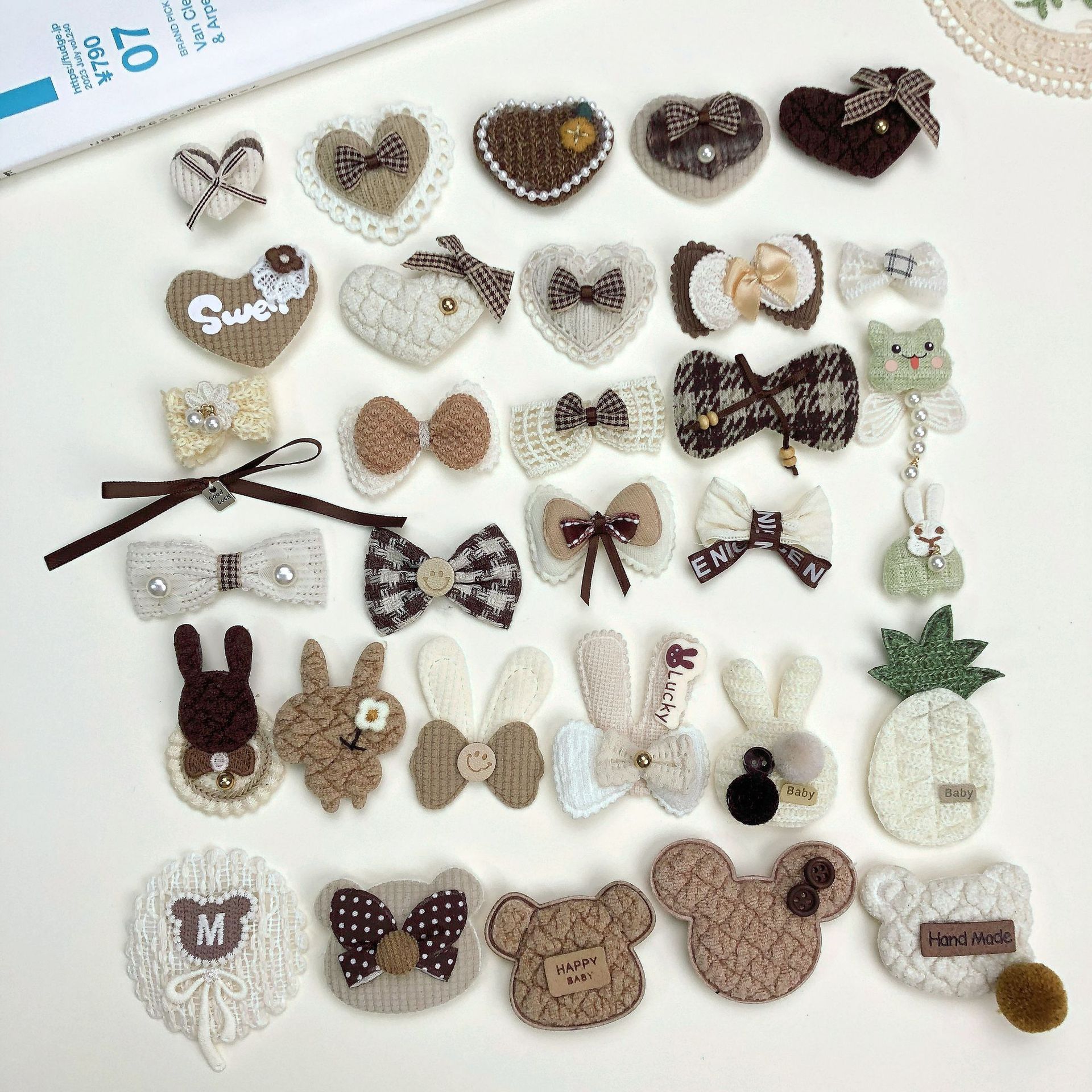 Аксессуары с кружевным бантом для осени и зимы, милые сердечные медвежата, аксессуары для одежды, обуви и головных уборов, аксессуары для волос