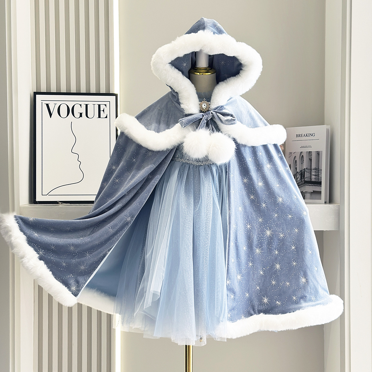 Плащ-Шаль Принцессы Эльзы 2025 Зимний Новый Плащ для маленькой девочки на день рождения Выход