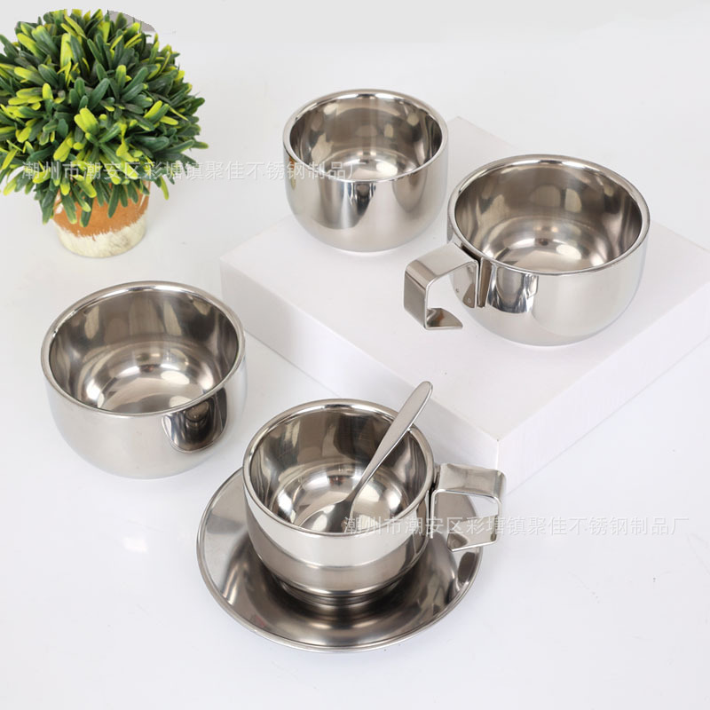 304 Stainless Steel Double-Layer Insulated Coffee Cup with Handle 0.15kg Mini Cute Kidsren Learn to Drink Water and Dry Cup