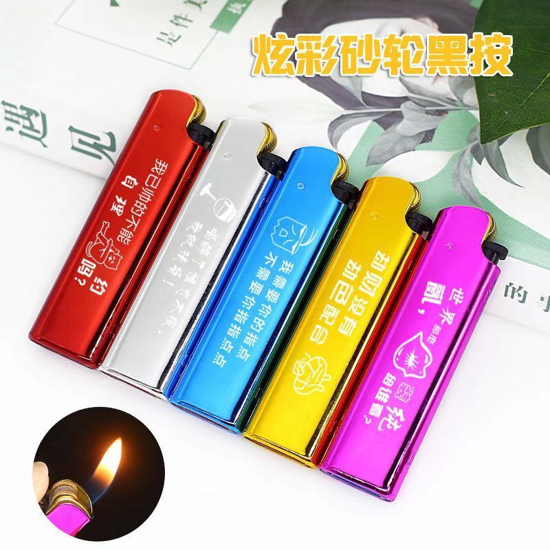Metal lighter manufacturers wholesale custom disposable straight blue flame windproof lighter advertising printing engraving