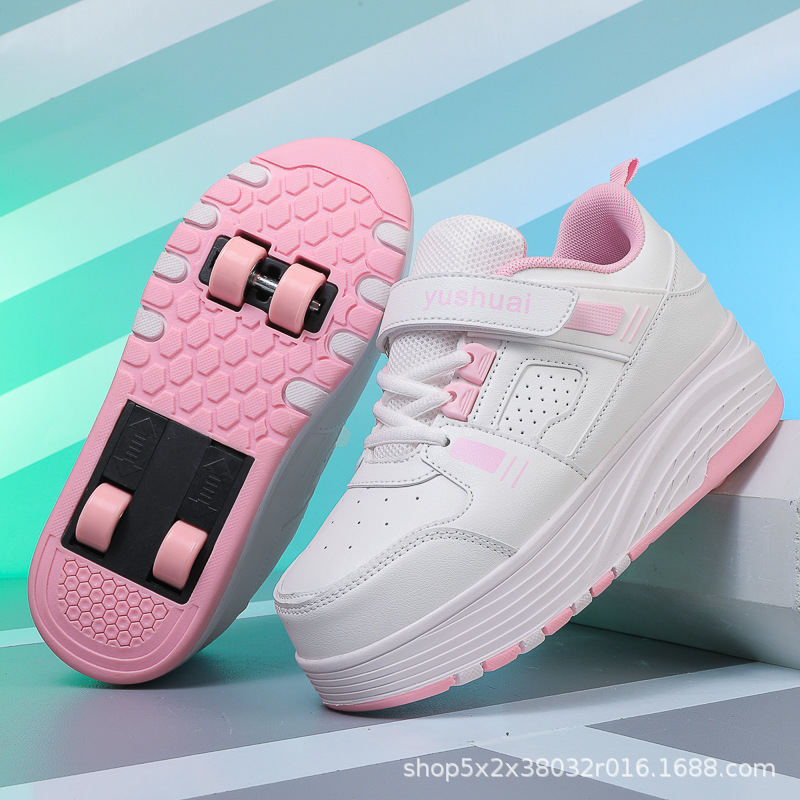 Girls' Heelys Shoes Invisible Four-Wheel Retractable New Children's Shoes Girls Roller Skates Wholesale Cross-Border